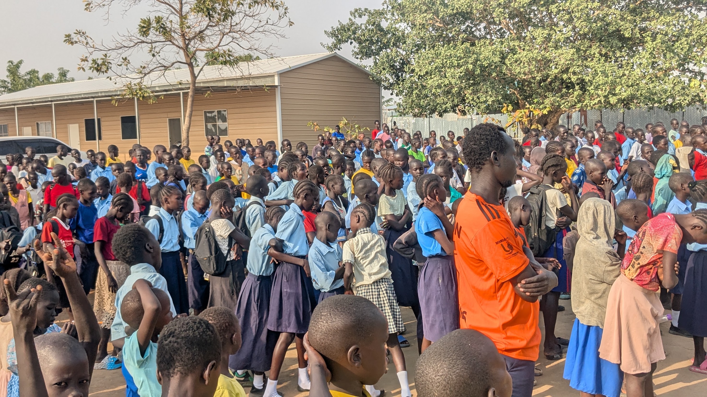 Students gathered at the Nile Orphan Care campus in Juba, South Sudan